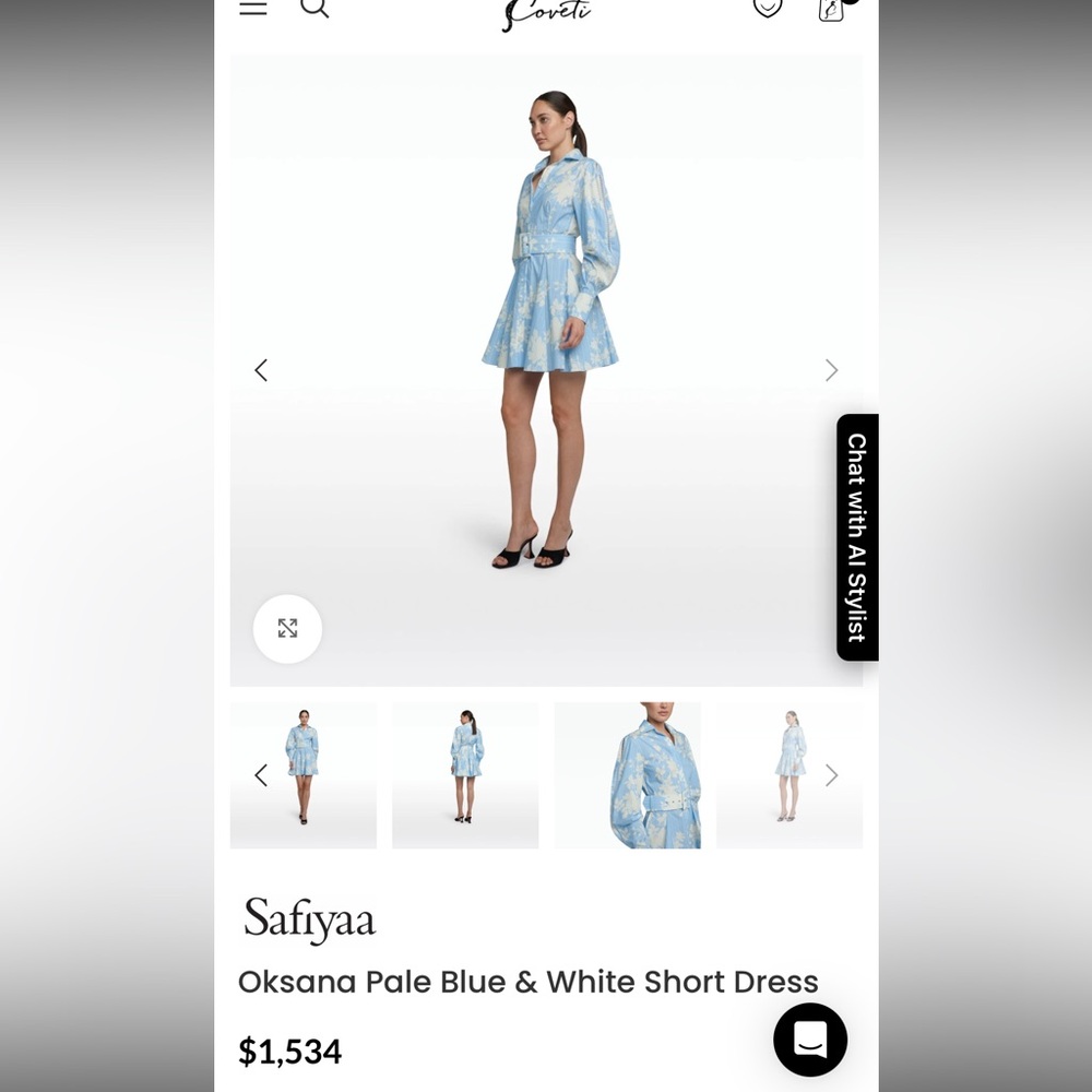 Beulah dress - inspired by safiyaa Oksana Pale Blue & White Short Dress - Picture 5 of 11
